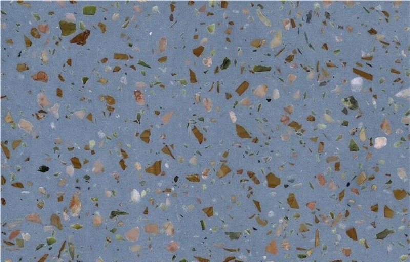 Blue Colorful Clouds Terrazzo